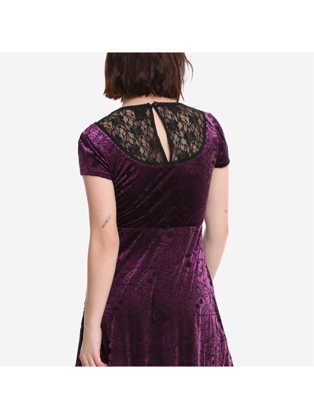 Disney Nightmare Before Christmas Purple Velvet Dress with Black Lace Detail M - Picture 3 of 13